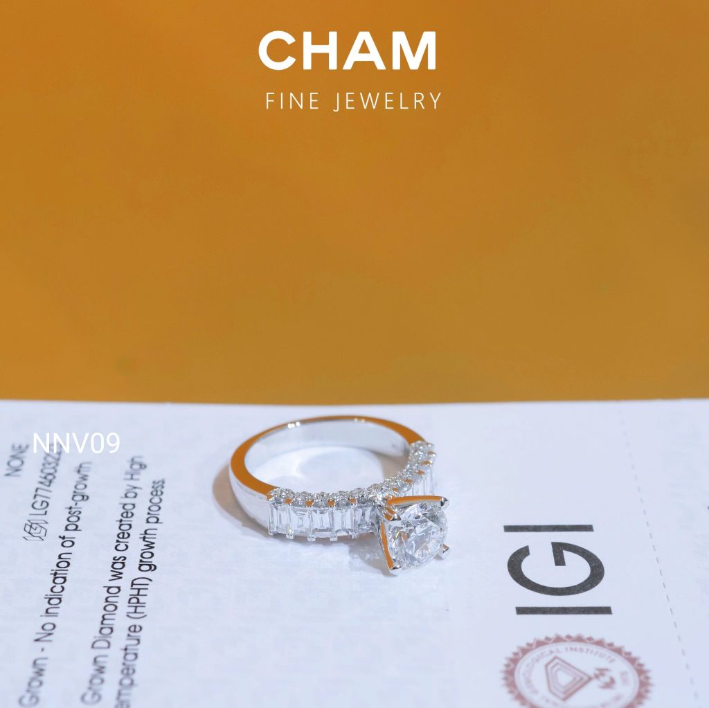 Nhẫn Nữ NNV09 Vàng 10k Chủ 6.3mm E VVS2 Kim Cương Lab Grown Diamond