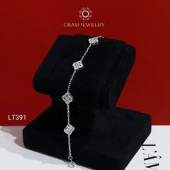Lắc Tay LT391 CHAM JEWELRY, Lắc Cỏ 4 Lá Trắng Full Đá Bản 8.5mm ( C-LT271(A9) ).