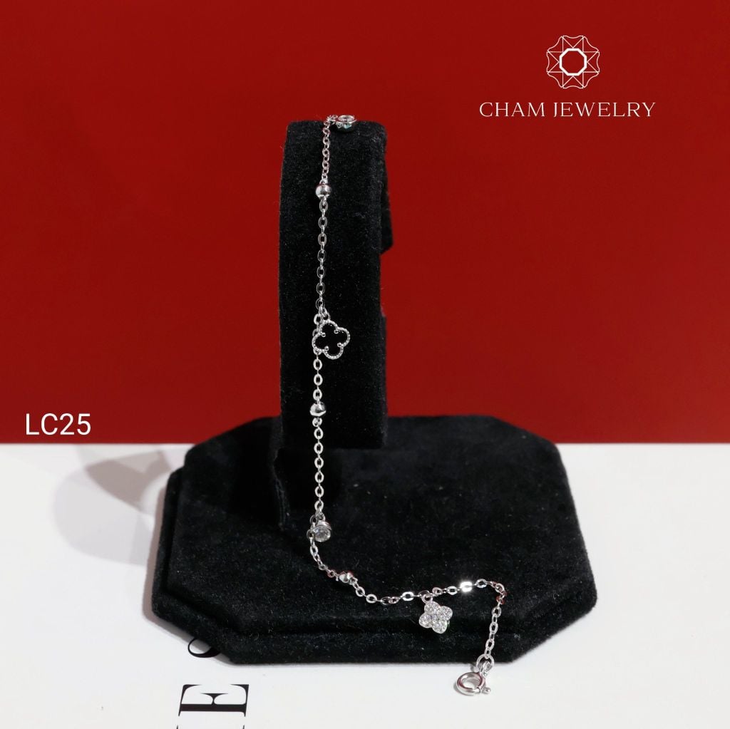Lắc Chân LC25 CHAM JEWELRY, Lắc Chân Charm Cỏ 4 Lá Đen (Barcode CTNC22) .