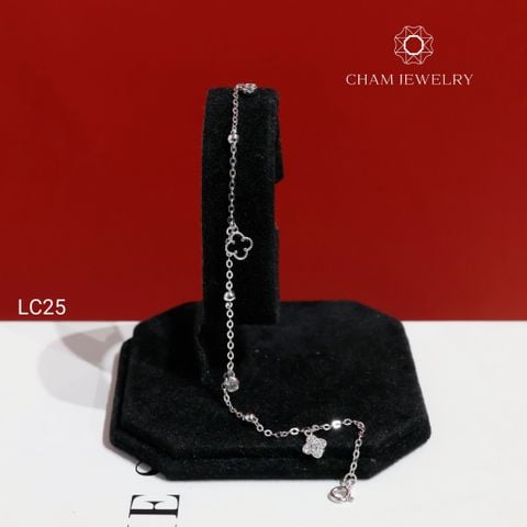 Lắc Chân LC25 CHAM JEWELRY, Lắc Chân Charm Cỏ 4 Lá Đen (Barcode CTNC22) .