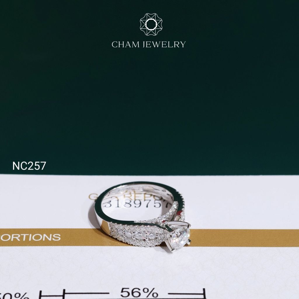 Nhẫn NC257 CHAM JEWELRY, Nhẫn Full Đá Moissanite Chủ 5.4mm(Barcode OCNN59)