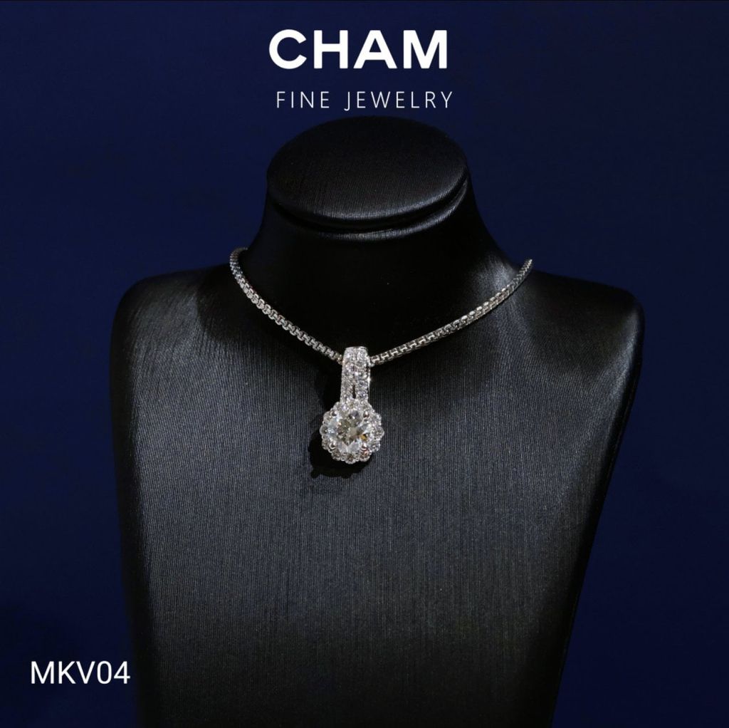 Mặt Dây Chuyền MKV04 Vàng 10k Chủ 6.0mm Kim Cương Lab Grown Diamond ( Barcode DM1)
