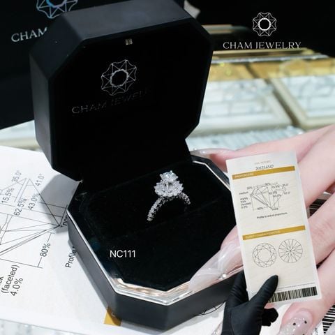 Nhẫn NC111 CHAM JEWELRY, Full Đá Moissanite, Chủ 6.0mm (Barcode TVM85)