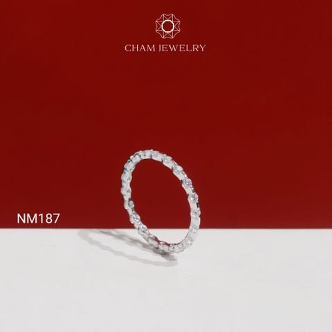Nhẫn NM187 CHAM JEWELRY, Nhẫn Kiểu Full Đá 1.75mm Bản Trơn (Barcode TNF141).