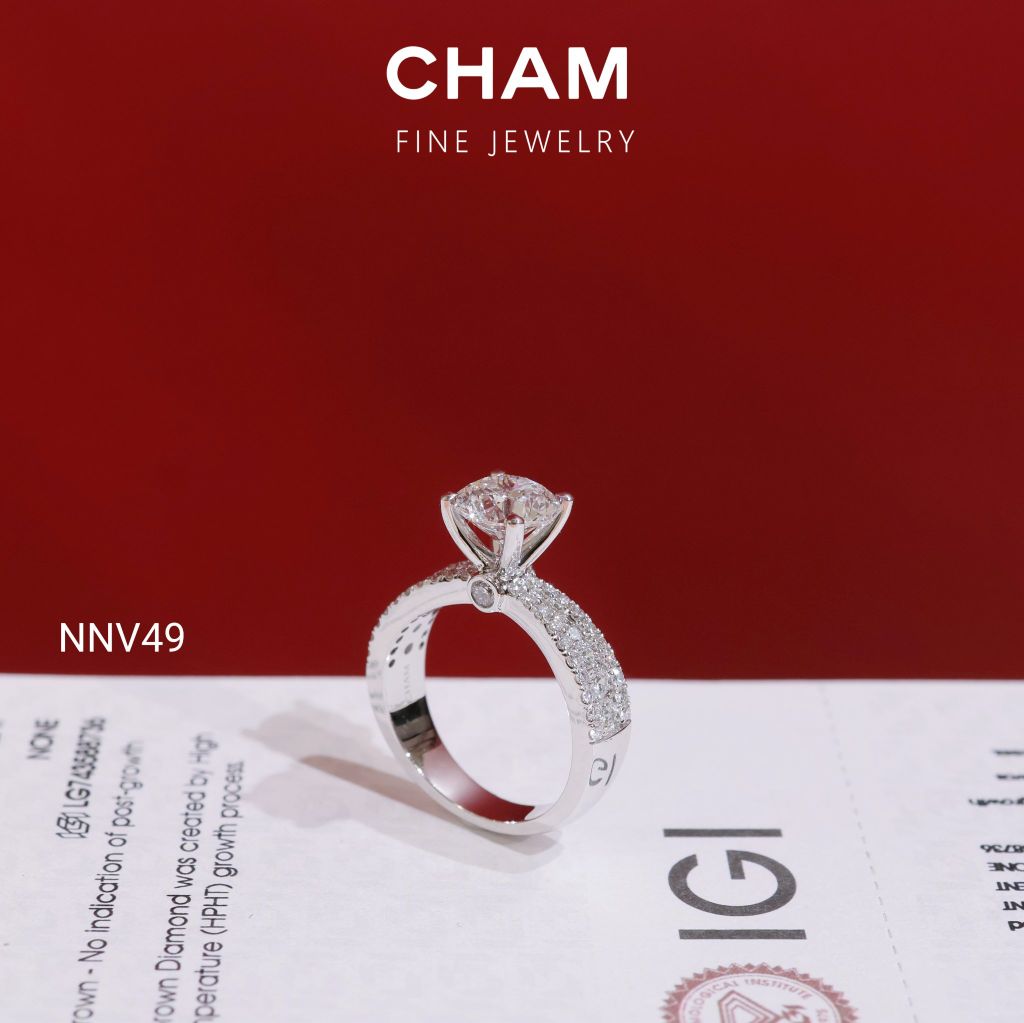 Nhẫn Nữ NNV49 Vàng 10k Chủ 7.2mm Kim Cương Lab Grown Diamond