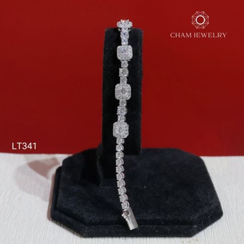 Lắc Tay LT341 CHAM JEWELRY, Lắc Tay Kiểu Full Đá Chủ 4.0mm (Barcode KLT02)
