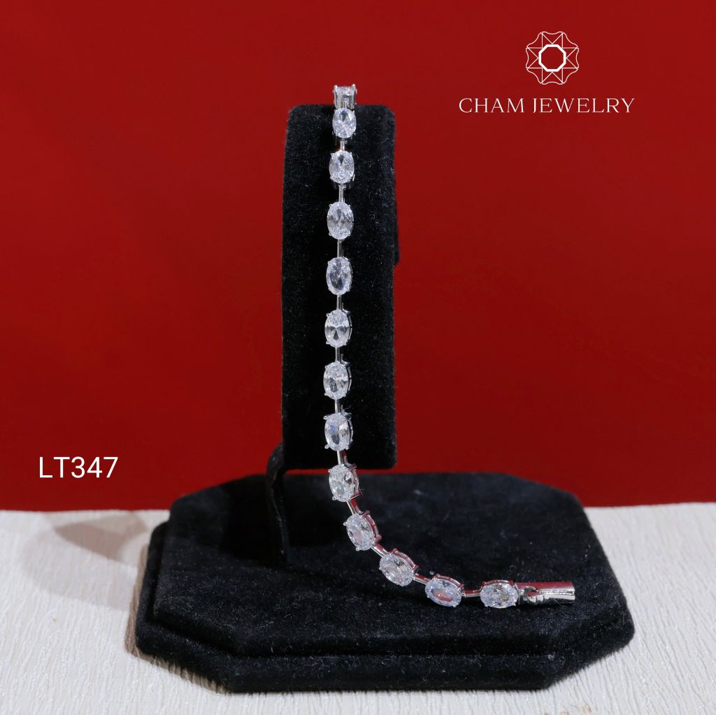 Lắc Tay LT347 CHAM JEWELRY , Lắc Kiểu Full Đá Ovan 4x6mm (Barcode KLT55).