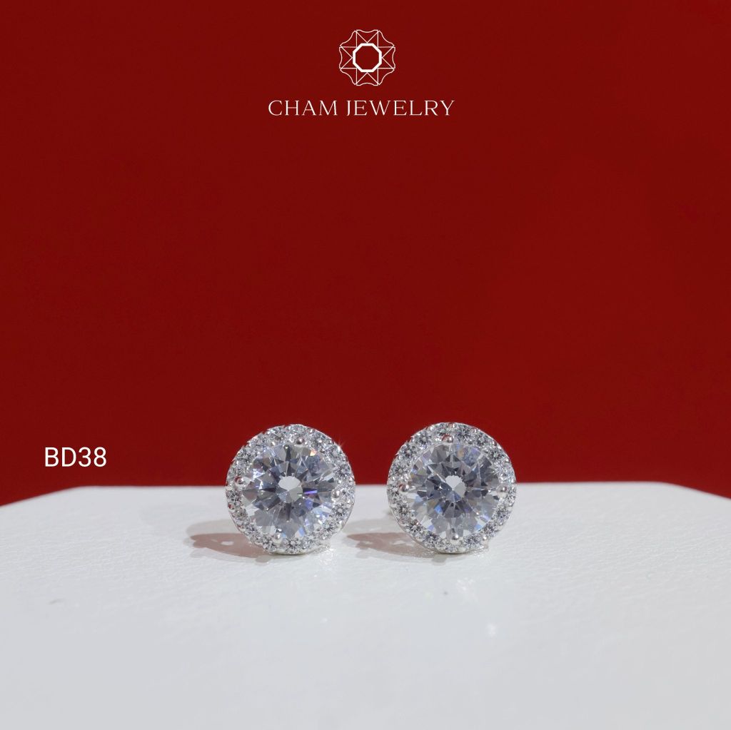 Hoa Tai BD38 CHAM JEWELRY , Hoa Tai Tròn, Chủ 6.5mm (Barcode C33BD144).