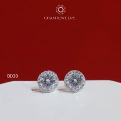 Hoa Tai BD38 CHAM JEWELRY , Hoa Tai Tròn, Chủ 6.5mm (Barcode C33BD144).