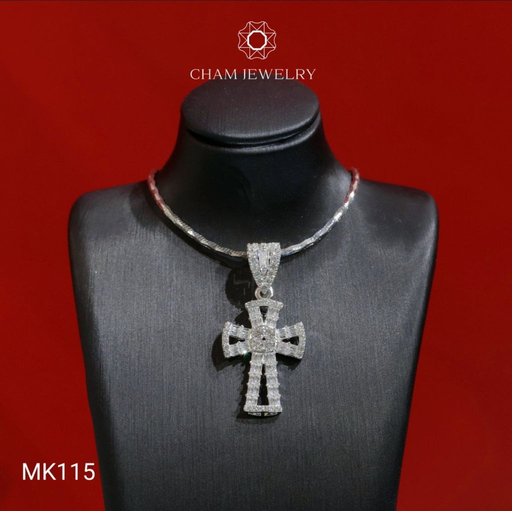 Mặt Dây Chuyền MK115 CHAM JEWELRY, Mặt Thánh Giá Full Đá (Barcode TMTG156)