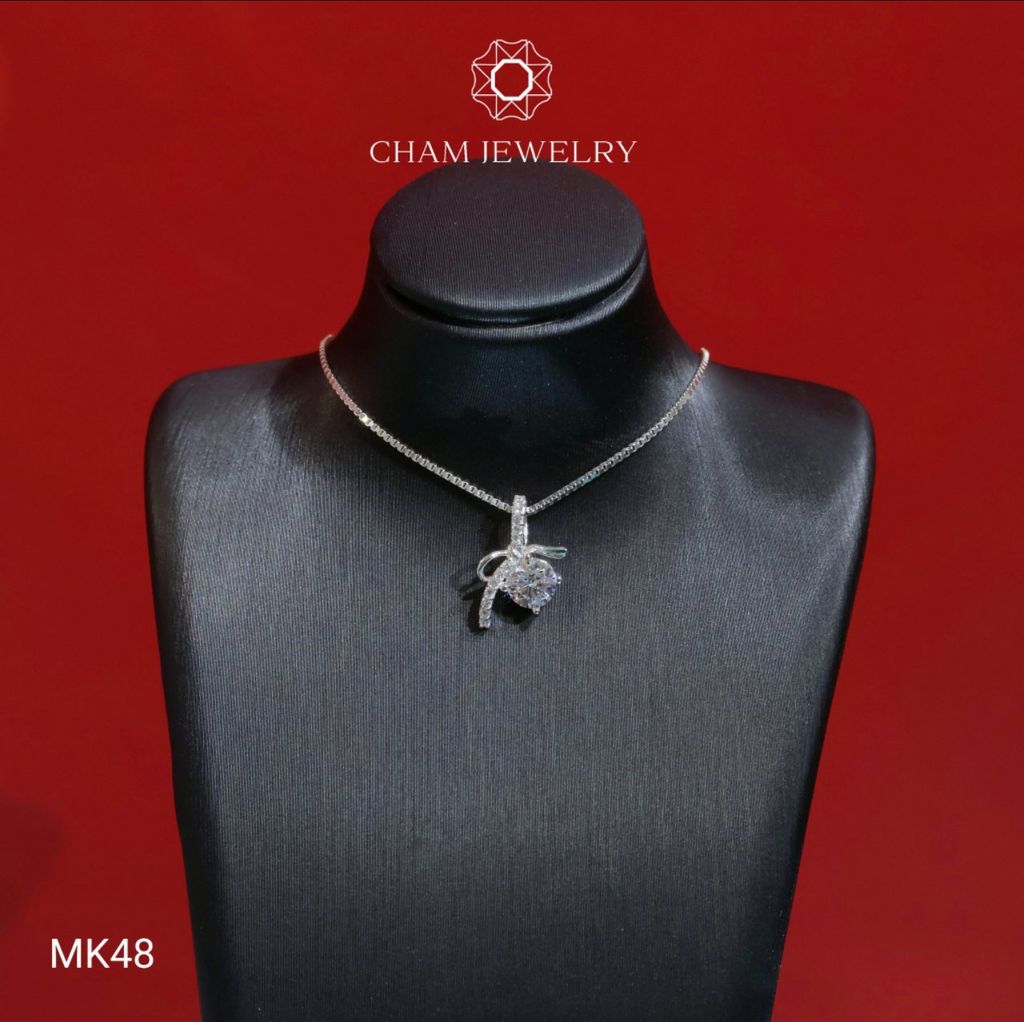 Mặt Dây Chuyền MK48 CHAM JEWELRY, Mặt Xỏ Nơ Chủ 5.0mm(Barcode TMX320)