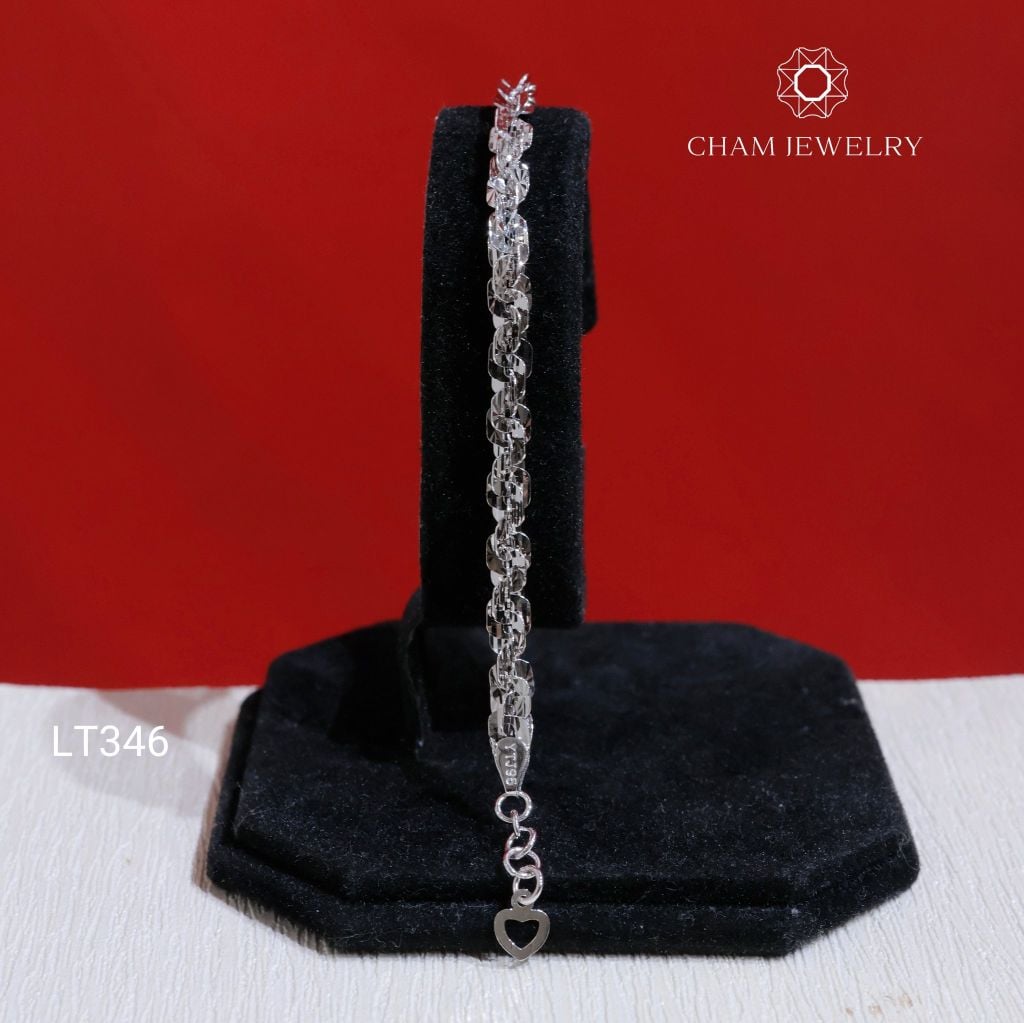 Lắc Tay LT346 CHAM JEWELRY , Xoắn Vuông 5.0mm Charm Trái Tim (Barcode TLBC794).