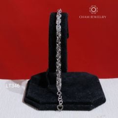Lắc Tay LT346 CHAM JEWELRY , Xoắn Vuông 5.0mm Charm Trái Tim (Barcode TLBC794).