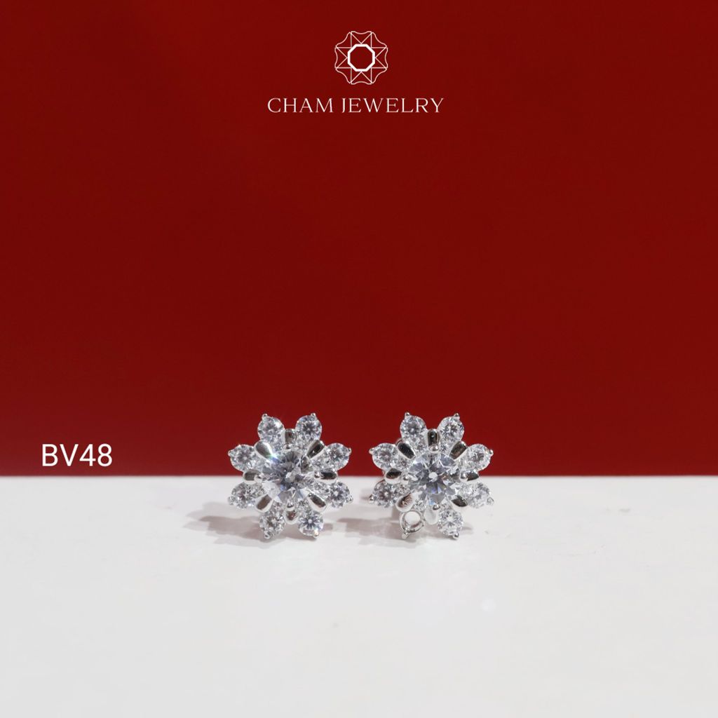 Hoa Tai BV48 CHAM JEWELRY , Chủ 4.0mm ( Barcode TBV490).
