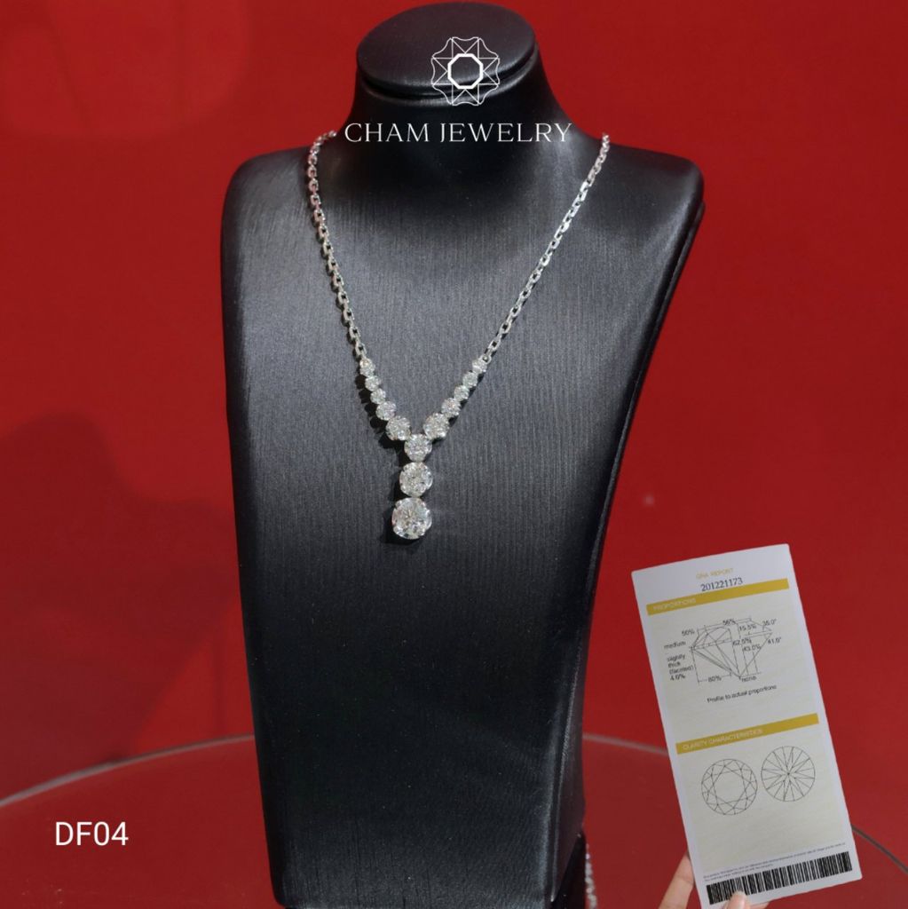 Dây Chuyền CHAM JEWELRY DF04, Full Moissanite Cao Cấp (Barcode TFM41)