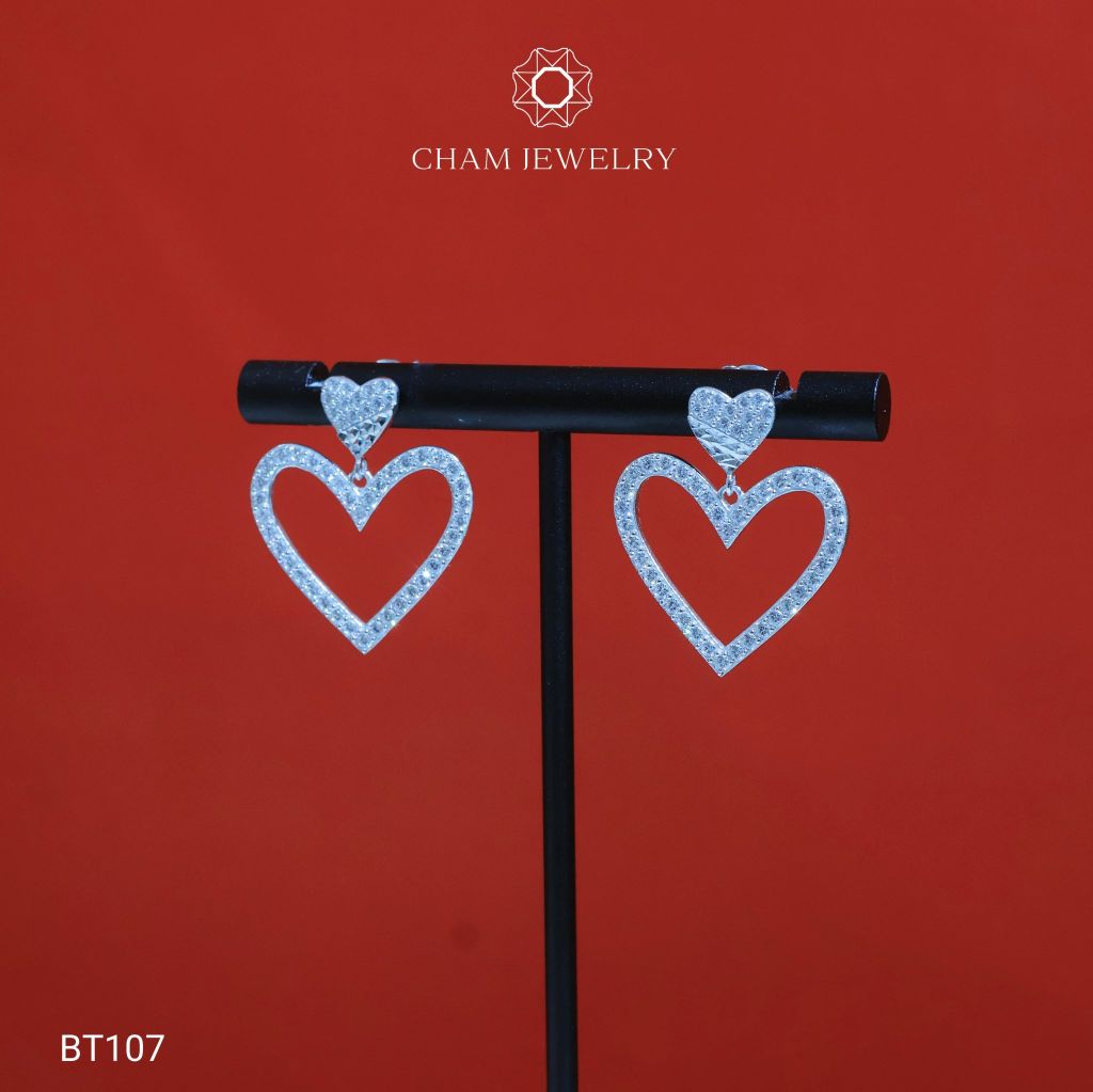 Hoa Tai CHAM JEWERLY BT107, Tim Tòn Ten( Barcode CB7899).