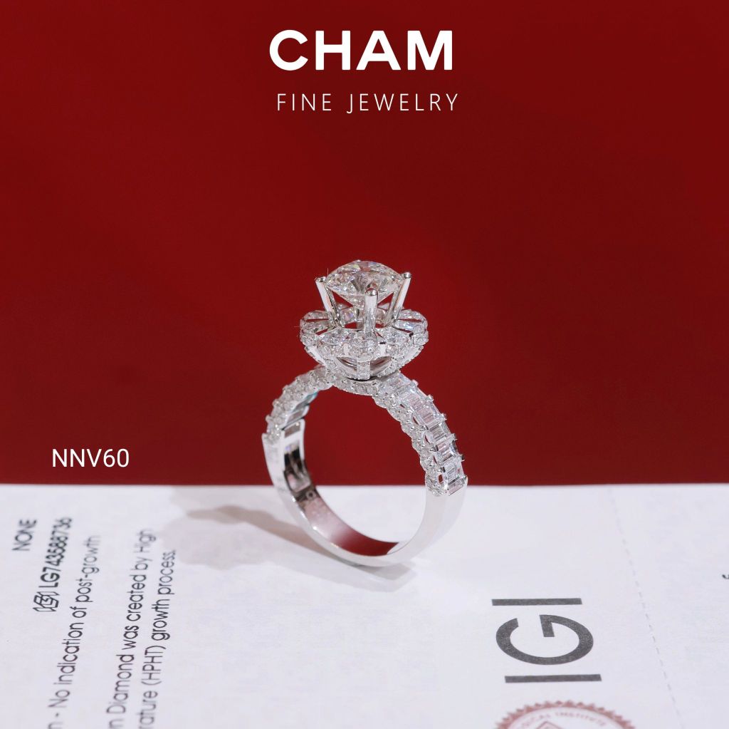 Nhẫn Nữ NNV60 Vàng 10k Chủ 7.2 Kim Cương Lab Grown Diamond