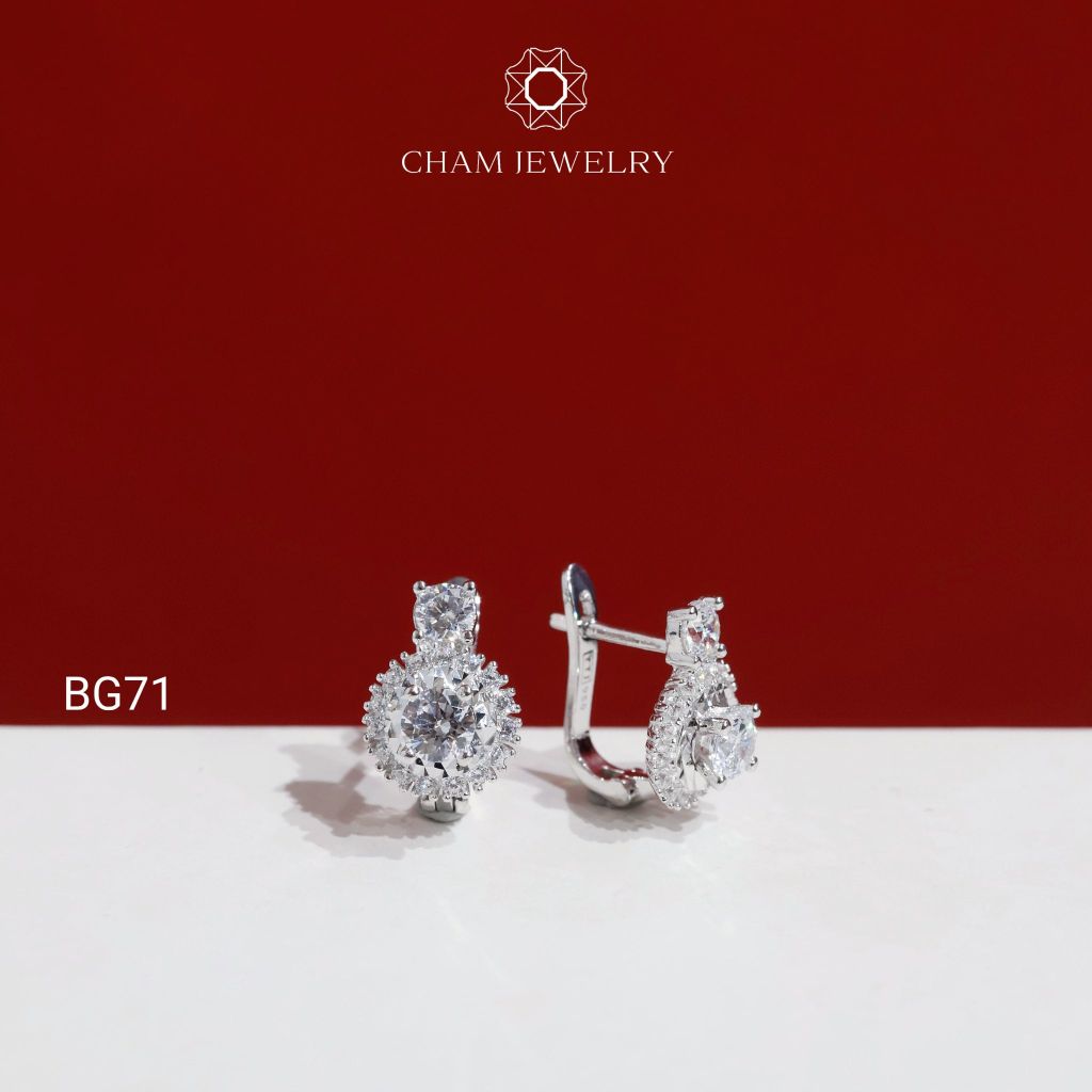 Hoa Tai BG71 CHAM JEWELRY, Hoa Tai Chủ 4.0mm (Barcode TVB256B).