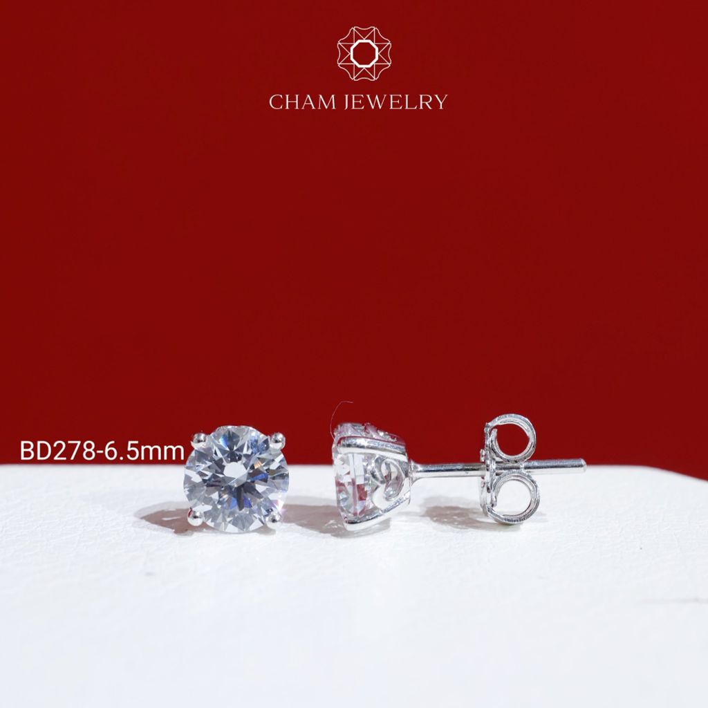 Hoa Tai BD278 CHAM JEWELRY , Bông Nụ Chủ 6.5mm (Barcode TBH80).