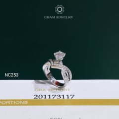 Nhẫn NC253 CHAM JEWELRY, Nhẫn Full Đá Moissanite Chủ 6.5mm (Barcode OCNN60)