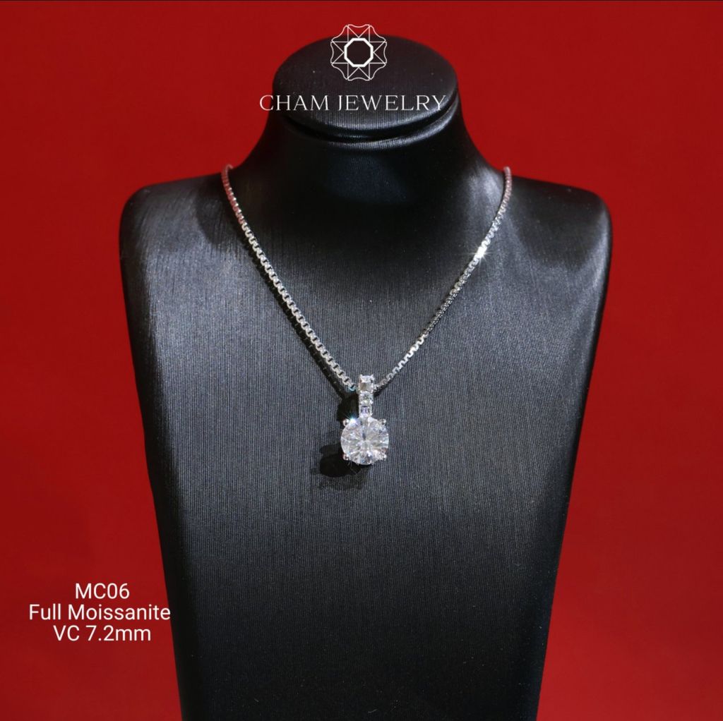 Mặt Dây Chuyền MC06 CHAM JEWELRY , Chủ 7.2mm Full Moissanite Cao Cấp (Barcode OM44).