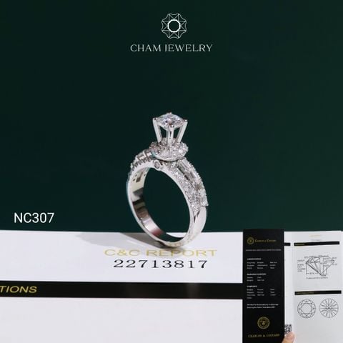 Nhẫn NC307 CHAM JEWELRY, Đá Moissanite C&C Chủ 5.4mm (Barcode OCNN134)