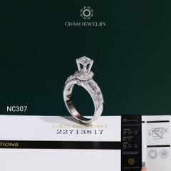 Nhẫn NC307 CHAM JEWELRY, Đá Moissanite C&C Chủ 5.4mm (Barcode OCNN134)
