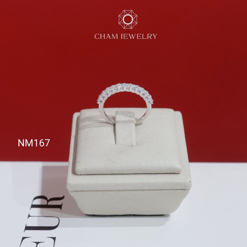 Nhẫn NM167 CHAM JEWELRY, Full Nửa Hàng Đá 2.0mm (Barcode TNT501).