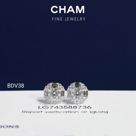 Hoa Tai BDV38 Vàng 10k Chủ 4.5mm Kim Cương Lab Grown Diamond