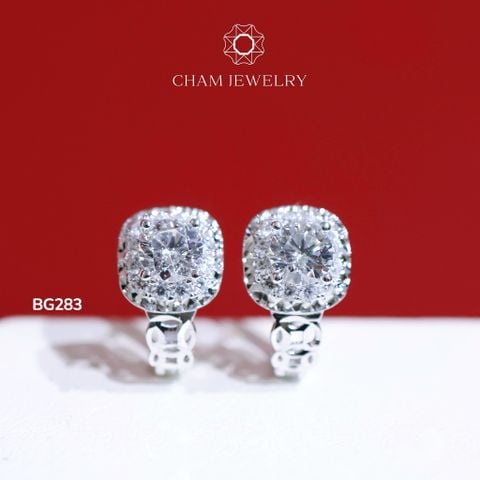 Hoa Tai BG283 CHAM JEWELRY, Xoàn Vuông Chủ 5.0mm (Barcode TBG956)