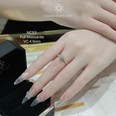 Nhẫn NC53 CHAM JEWELRY, Full Kim Cương Moissanite Chủ 4.5mm (Barcode ONNU47).