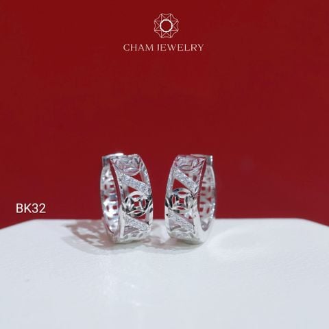 Hoa Tai BK32 CHAM JEWELRY , Hoa Tai Khoen Kim Tiền Bản 5.0mm (Barcode TBK349).