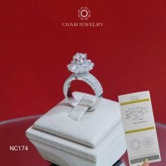 Nhẫn NC174 CHAM JEWELRY, Full Đá Moissanite Chủ 5.4mm (Barcode OCNN13)