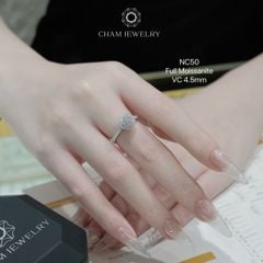 Nhẫn NC50 CHAM JEWELRY, Full Kim Cương Moissanite 4.5mm (Barcode ONNU03).
