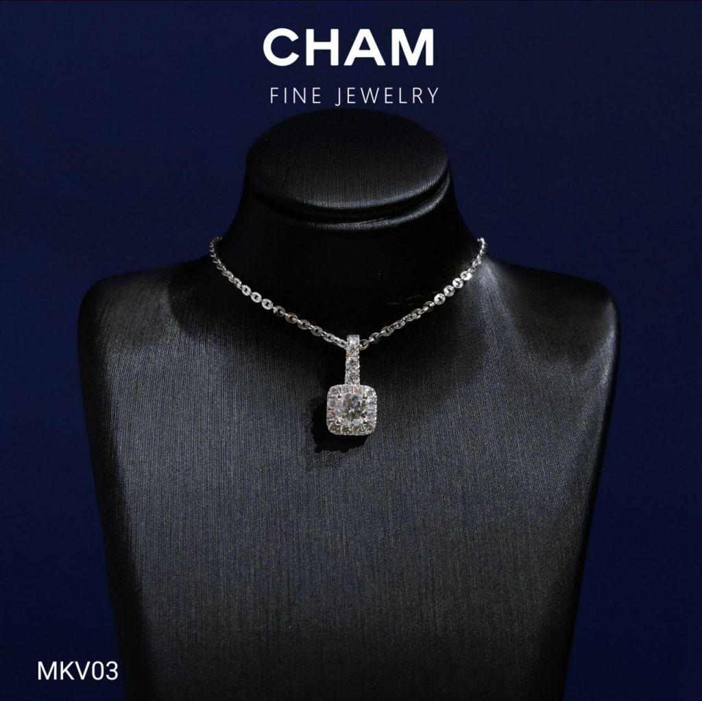 Mặt Dây Chuyền MKV03 Vàng 10k Chủ 4.5mm Kim Cương Lab Grown Diamond ( Barcode DM2)