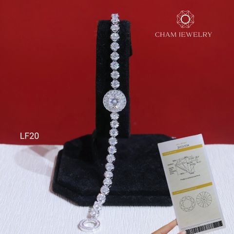 Lắc Tay LF20 CHAM JEWELRY, Lắc Tay Full Moissanite Cao Cấp Chủ 6.5mm (Barcode OLT10)
