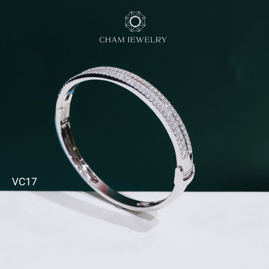 Vòng Tay VC17 CHAM JEWELRY, Vòng Tay Nửa Hàng Đá Full Moissanite (Barcode OCV13).