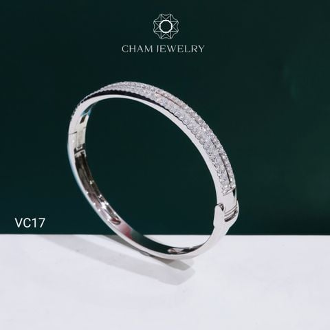 Vòng Tay VC17 CHAM JEWELRY, Vòng Tay Nửa Hàng Đá Full Moissanite (Barcode OCV13).