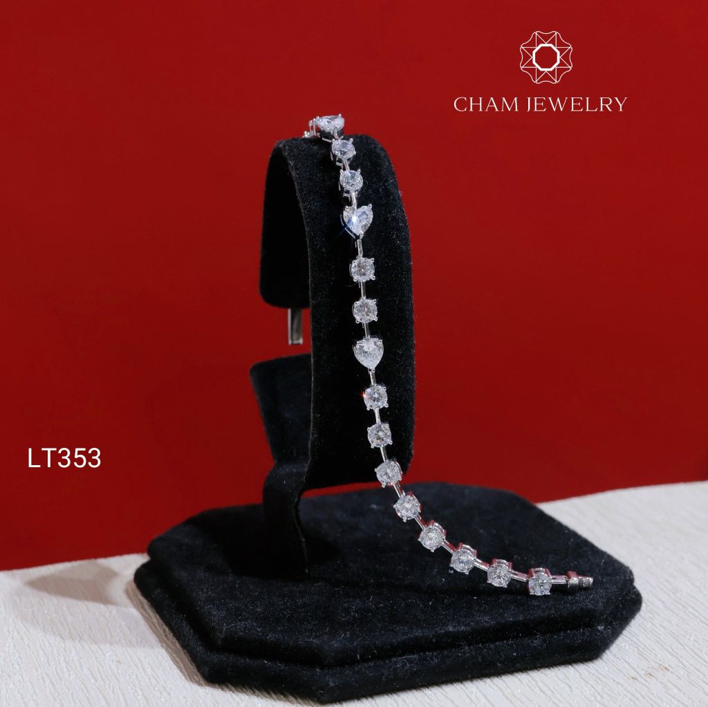 Lắc Tay LT353 CHAM JEWELRY , Lắc Tim Kết 4.0mm (Barcode KLT54).
