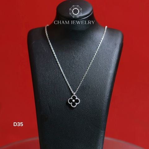 Dây Chuyền CHAM JEWELRY D35, Dây Cỏ 4 Lá Đen.