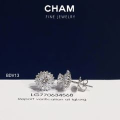 Hoa Tai BDV13 Vàng 10k Chủ 4.5mm Kim Cương Lab Grown Diamond