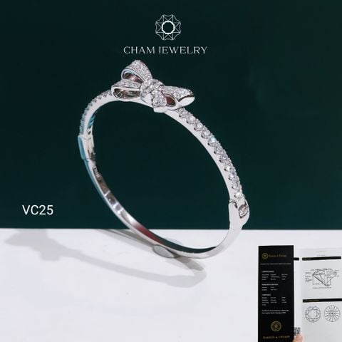 Vòng Tay VC25 CHAM JEWELRY, Vòng Kiểu Nơ Full Đá Moissanite C&C ( OCV15)