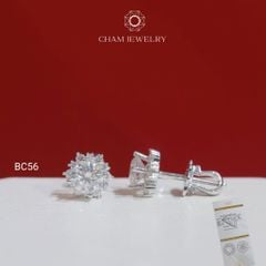 Hoa Tai CHAM JEWELRY BC56, Hoa Tai Hoa Tia Full Moissanite Chủ 5.0mm(Barcode TVM105)
