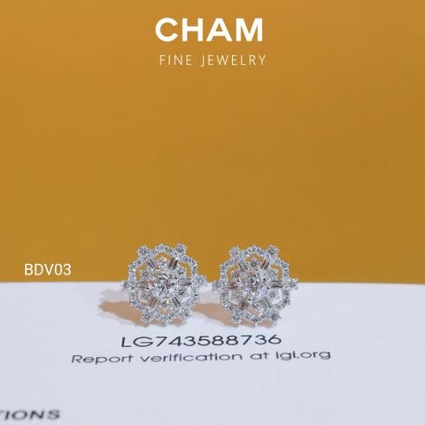 Hoa Tai BDV03 Chủ 3.6mm D VVS2 Vàng 10k Kim Cương Lab Grown Diamond