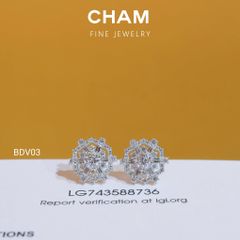 Hoa Tai BDV03 Chủ 3.6mm D VVS2 Vàng 10k Kim Cương Lab Grown Diamond