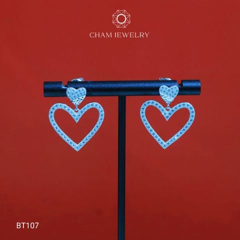 Hoa Tai CHAM JEWERLY BT107, Tim Tòn Ten( Barcode CB7899).