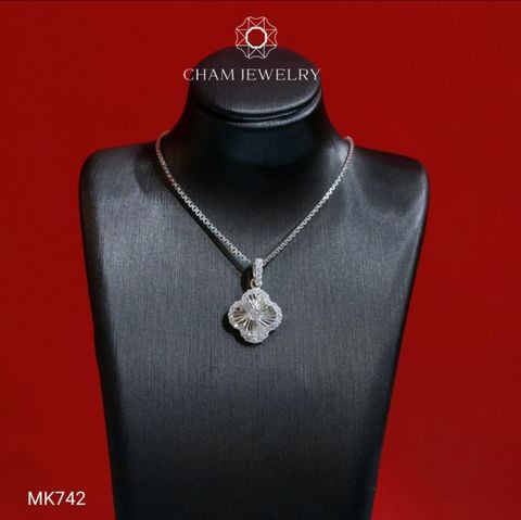 Mặt Dây Chuyền MK742 CHAM JEWERLY, Mặt Cỏ 4 Lá Bản 12.0mm (Barcode TMA1743).