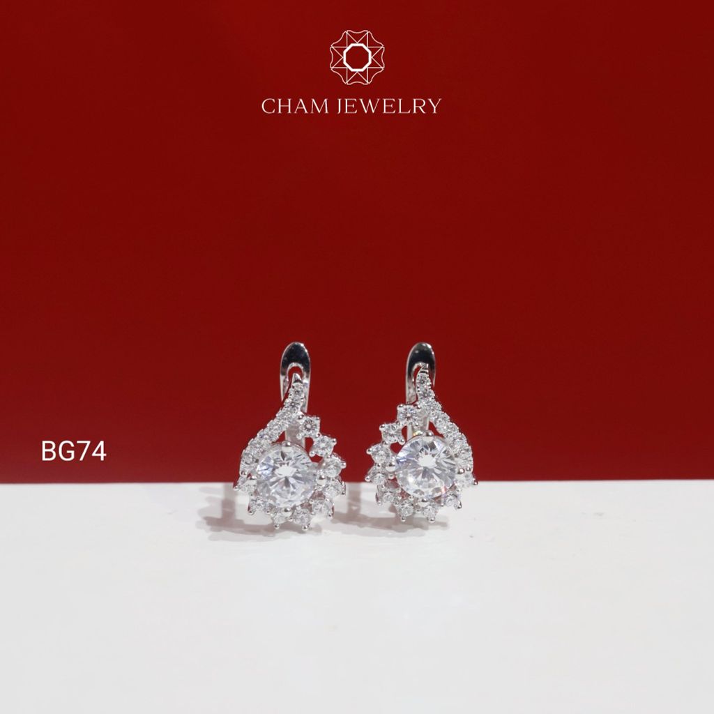 Hoa Tai BG74 CHAM JEWELRY, Hoa Tai Kiểu Giọt Nước Chủ 5.0mm (Barcode TBG597)