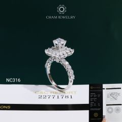 Nhẫn NC316 CHAM JEWELRY, Đá Moissanite C&C Chủ 6.0mm (Barcode OCNN159)