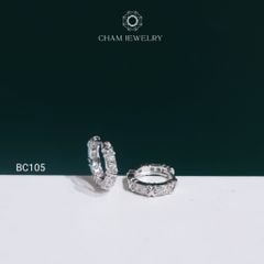 Hoa Tai CHAM JEWELRY BC105, Hoa Tai Khoen Full Moissanite (Barcode TFM56)